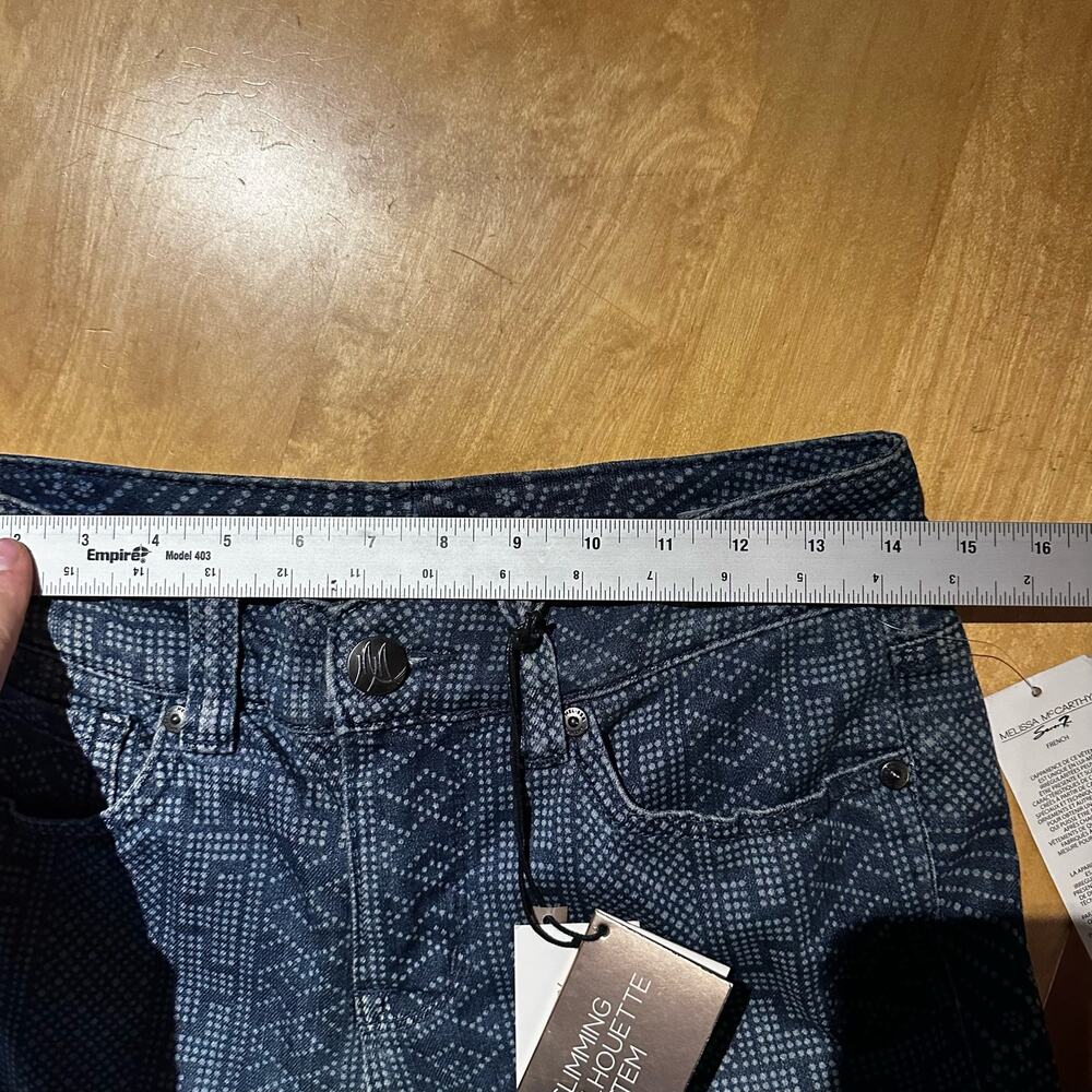 NWT 7 Melissa McCarthy Slimming Silhouette System Blue Patterned Jeans sz 4 - Picture 9 of 11